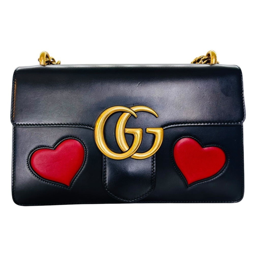 308-24 Preloved Gucci GG Marmont LTD Edition Heart Patchwork